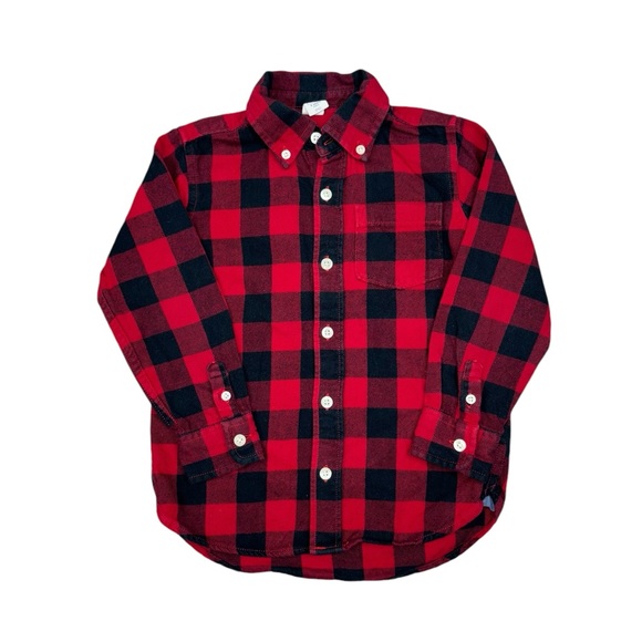 GAP Buffalo Check Flannel Button Down Shirt 5 Red Black - Picture 1 of 9